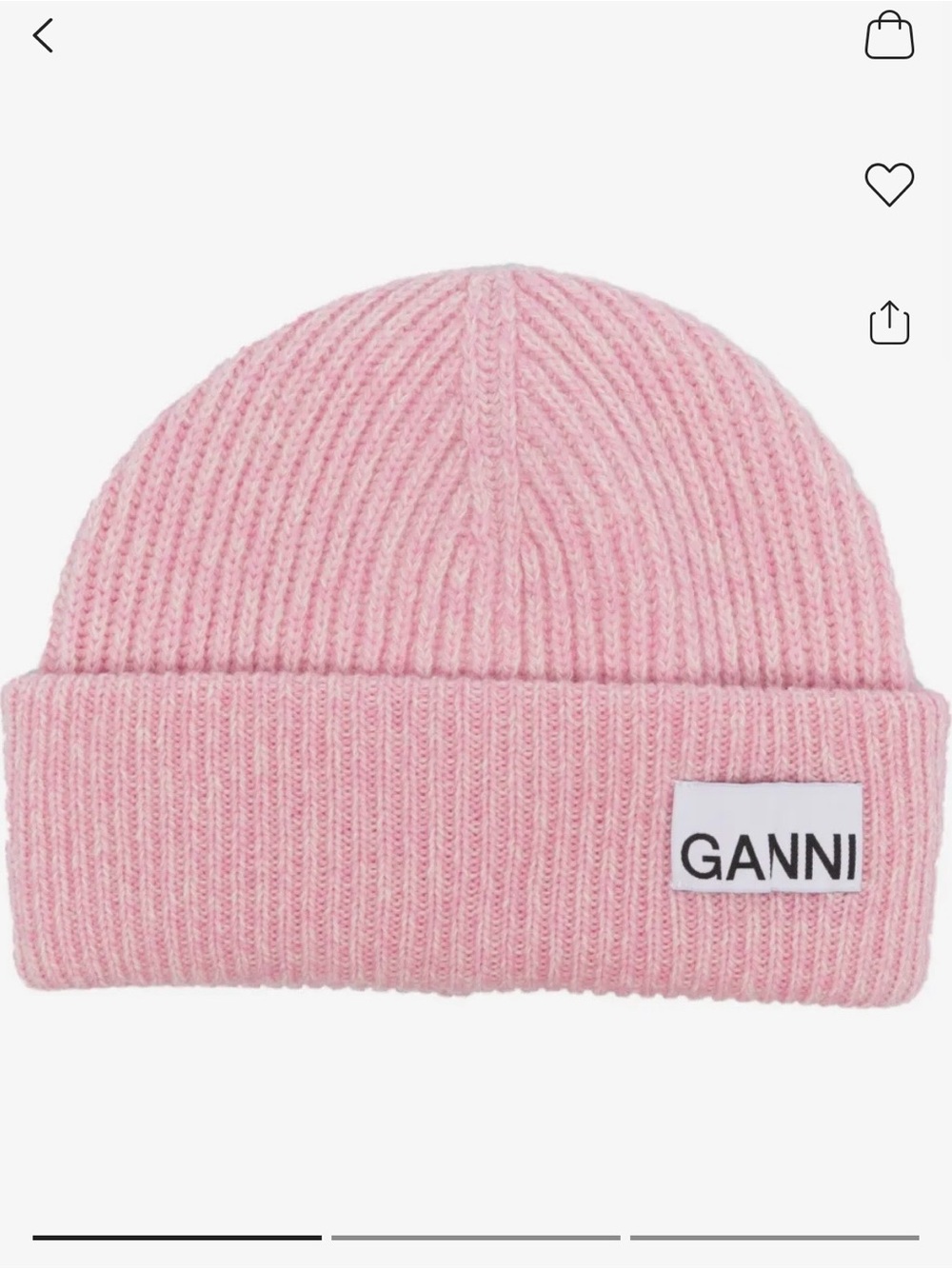 GANNI Pink Ribbed Knit Beanie